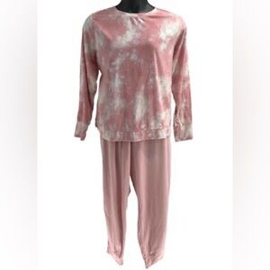 Cuddl Duds Pink and White Womens Pajama Set
